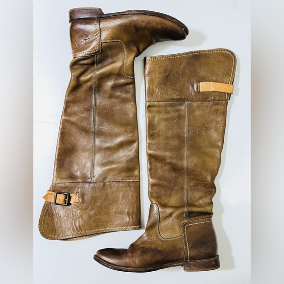 FRYE Paige Leather Knee High Boots Brown Western Boho Festival Women's 6.5 B - Picture 1 of 7